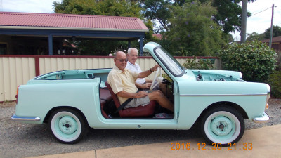 With Bob at the helm, Pete acts as test passenger . . .